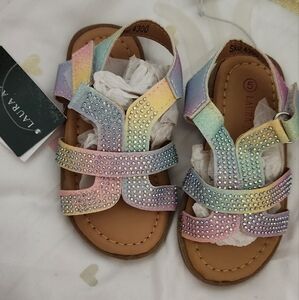 Laura Ashley Toddler Bling Multi- Color Sandals Size 5 New